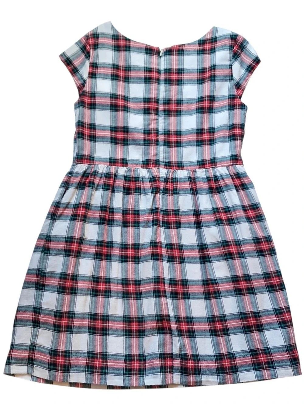 GAP Girls Plaid Fit-and-Flare Dress in White and Red Size 8